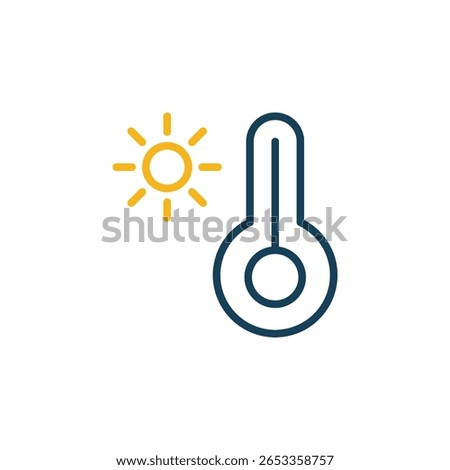 Hot temperature icon. Thermometer icon. Warm temp icon.