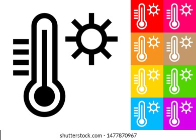 Hot Temperature. Line Icon With Different Color Background.