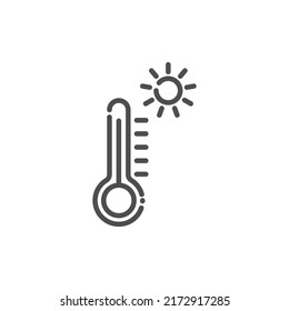 Hot Temperature Outline Icon - Summer Season Icon Vector Illustration
