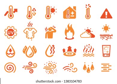 Hot Temperature Reaction Icon. Heat Weather Element.