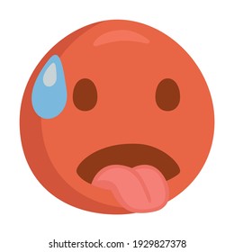 Hot Temperature Red Emoji Icon Illustration. Overheated Symbol Emoticon Design Doodle.