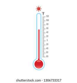 hot temperature thermometer icon with scale, heat temperature icon, glass tool vector illustration