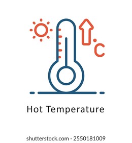 Hot Temperature  Vector Two Color Outline IconIcon. Eps 10 file