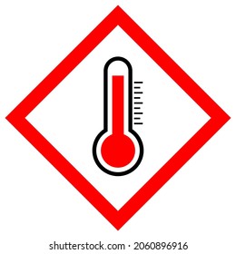 Hot temperature vector warning sign isolated on white background