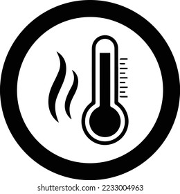 Hot temperature warning sign isolated on white background