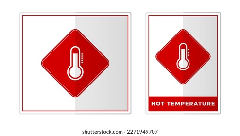 Hot temperature Warning Sign Label Symbol Icon Vector Illustration