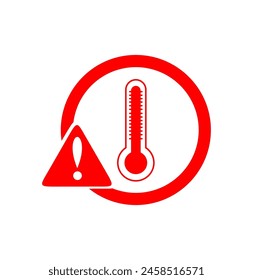 Señal de advertencia de temperatura caliente en color rojo