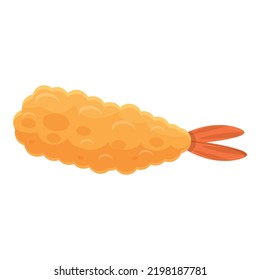 Hot tempura icon cartoon vector. Cooking prawn. Deep dish