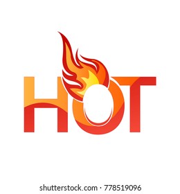 Hot text design on white background isolate vector illustration