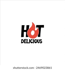 Hot Text Negative Space Logo for Restaurant and Food Stickers