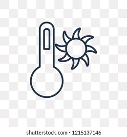 Hot Thermometer vector outline icon isolated on transparent background, high quality linear Hot Thermometer transparency concept can be used web and mobile