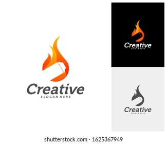 Hot Ticket Creative logo concepts, abstract colorful icons, elements and symbols, template - Vector