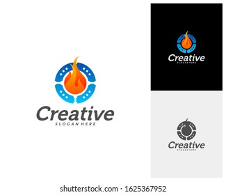 Hot Ticket Creative logo concepts, abstract colorful icons, elements and symbols, template - Vector