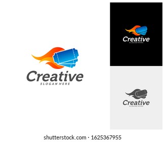 Hot Ticket Creative logo concepts, abstract colorful icons, elements and symbols, template - Vector