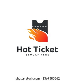 Hot Ticket logo designs concept vector, Fire Ticket logo template