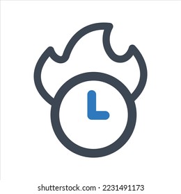 Hot time icon. Performance speed time icon. Vector and glyph