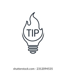 Hot Tips Sticker Representing  Recommendations.  Vector linear icon isolated on white background.