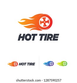 Hot Tire logo designs concept vector, Speed Fire Tire logo template, Automotive symbol