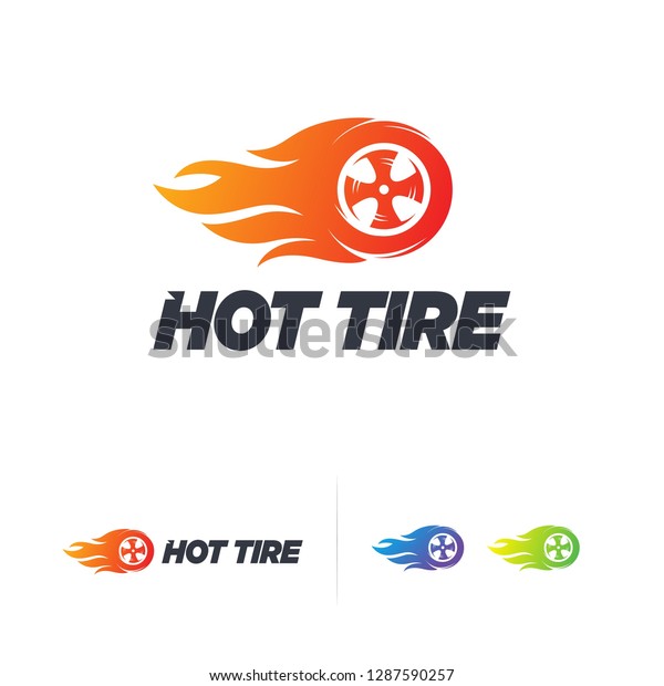 Hot Tire logo designs concept vector,\
Speed Fire Tire logo template, Automotive\
symbol