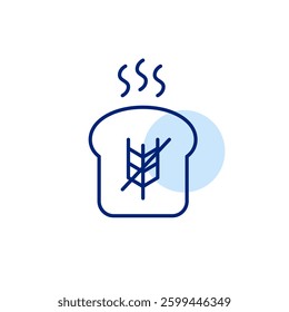 Hot toast and crossed wheat ear. Gluten-free baking and flour. Pixel perfect, editable stroke vector icon