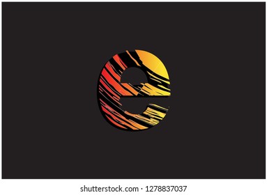 hot tone font e alphabet on black background