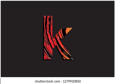 hot tone font k alphabet on black background