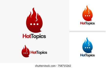 Hot Topic Logo template, Hot News Logo designs vector