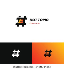 Hot topic, trending topic logo with fire logo design concept