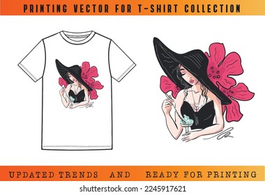 Hot trend printing, T-shirt Vector Printing Design, Vector Illustration for Tee mockup, ready vector for Tee printing, updated printing for Tee, new print vector for T-shirt