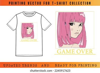 Hot trend printing, T-shirt Vector Printing Design, Vector Illustration for Tee mockup, ready vector for Tee printing, updated printing for Tee, new print vector for T-shirt