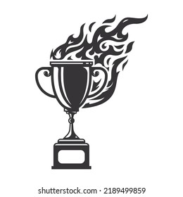 Hot trophy fire logo silhouette. sport graphic design logos or icons. vector illustration.