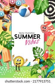Colección de fondo caliente de verano tropical! Ilustración del vector