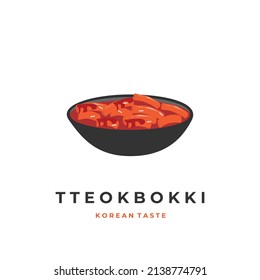 Hot Tteokbokki Illustration Logo With Gochujang Sauce