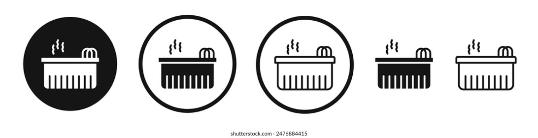 Hot tub flat liner icon set.