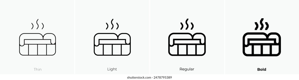 icono de jacuzzi. Diseño de estilo fino, ligero, regular y audaz aislado sobre fondo blanco