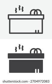 Whirlpool in Linie Umriss und solide Symbol Stil. Bearbeitbares Strichvektorzeichen und -symbol. Dieses Ikonenpaar drückt Wellness-Entspannung in zwei Ikonenversionen aus.
