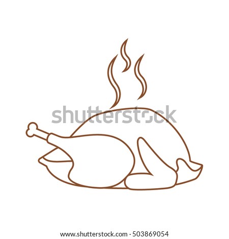 Hot turkey icon. Chicken outline vector illustration