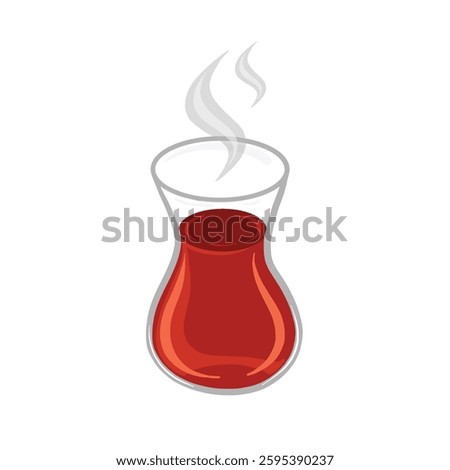 Hot Turkish tea cup vector illustration. Isolated Turkish tea cup on white background. Glass of tea cup. Vector design element for graphic design. Traditional drink in Turkey. 