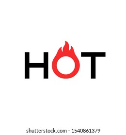HOT typography with fire design vector