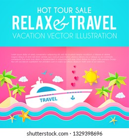 Hot Vacation Design Template. Summer Travel. Enjoy Sea Holidays. Vector illustration