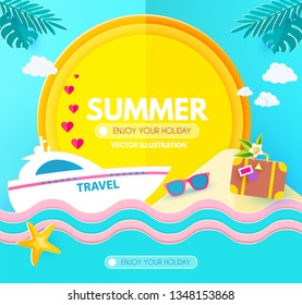 Hot Vacation Design Template. Summer Travel. Enjoy Sea Holidays. Vector illustration