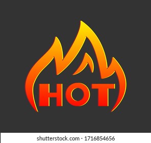 Hot vector icon with fire silhouette