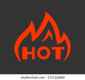 Hot vector text with fire silhouette