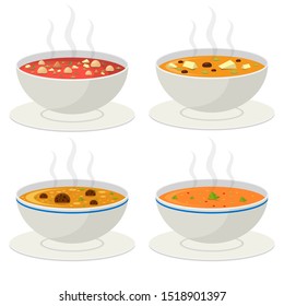 Hot vegetable soup vector design illustration isolated on white background