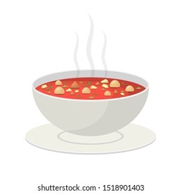 Hot Vegetable Soup Vector Design Illustration Isolated On White Background