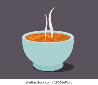 Hot vegetable soup vector illustration