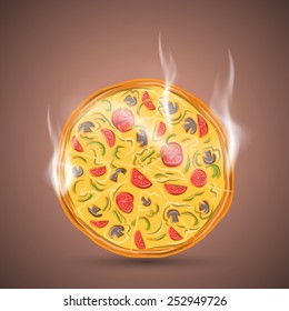 Hot vegetarian pizza, vector illustration 4 your design, eps10 3 layers