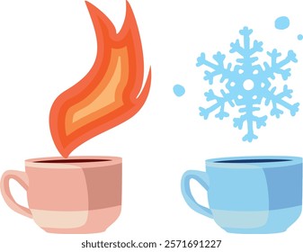 
Hot Versus Cold Beverage Icon Vector Illustration.Symbols for different temperatures of liquids
