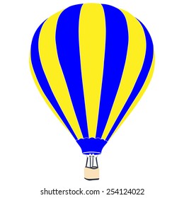 Hot vintage air balloon with basket vector icon isolated, summer sport