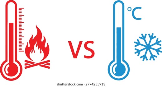 Hot vs cold thermometers Vector